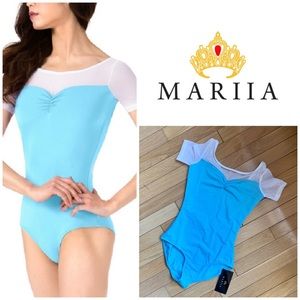 Mariia “Vanna” light blue cap sleeve leotard